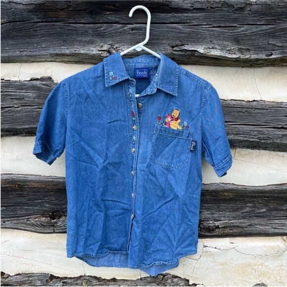 Vintage Disney Winnie the Pooh Embroidered Denim Top - Picture 1 of 6